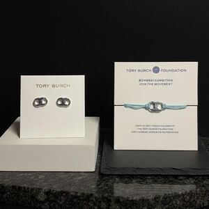 Tory-burch Women's Silver logo 2 piece set